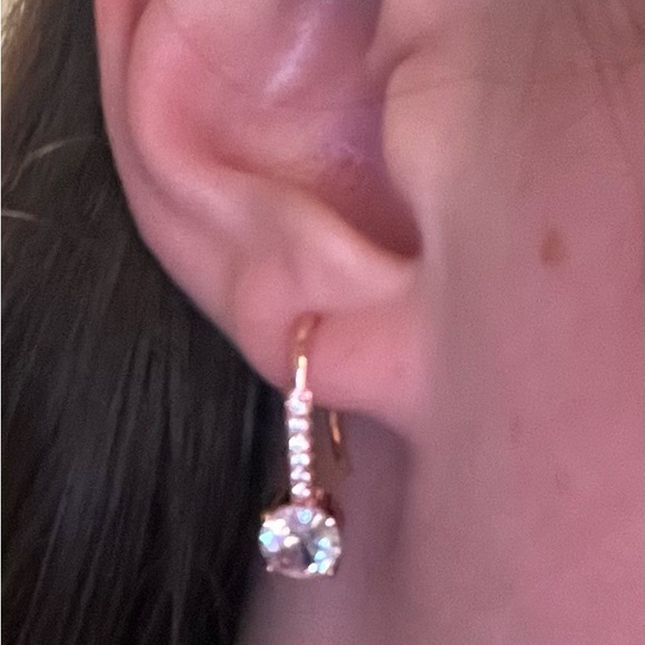 Rose Gold Diamond Drop Earrings - Picture 2 of 4